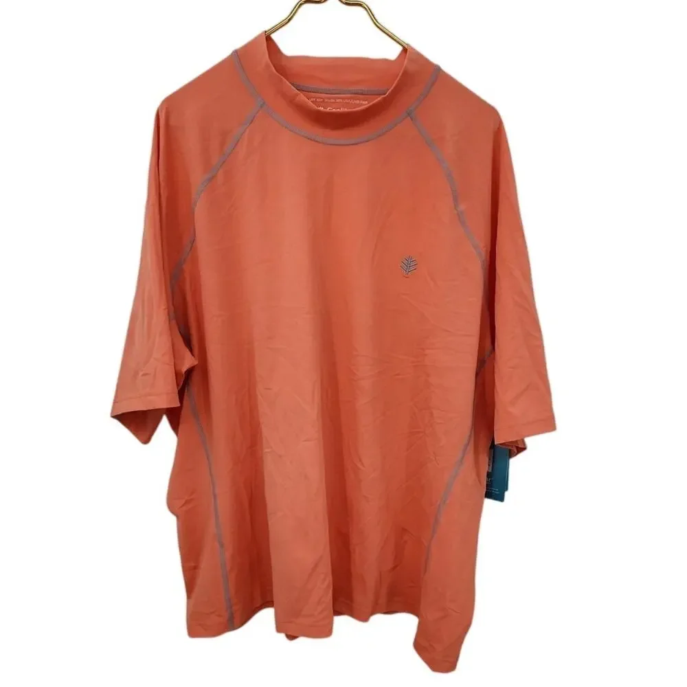New NWT Coolibar Tulum Short‎ Sleeve Surf Rash Guard XXL Orange